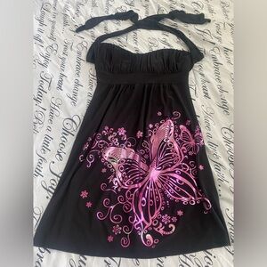 Wet Seal Black A line dress with Butterfly pattern, size S